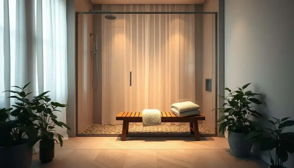 ambiente di meditazione sotto la doccia