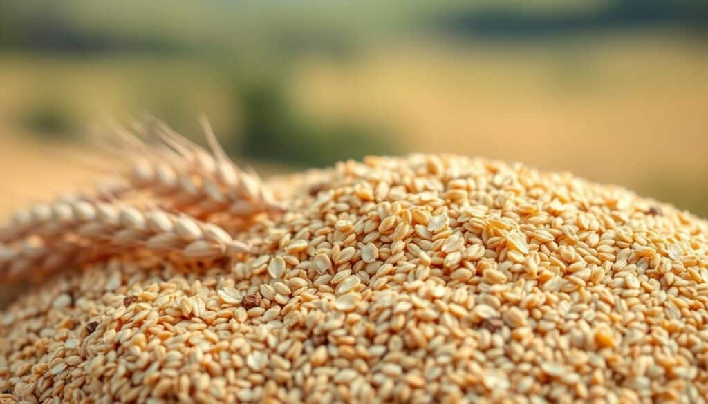 A bountiful assortment of whole grains, including wheat, oats, and brown rice, arranged in a visually appealing composition. Capturing the grains in a soft, natural lighting, highlighting their warm, earthy tones. The image conveys a sense of health and vitality, with the grains symbolizing their potential to support healthy blood pressure levels. In the background, a soothing, blurred landscape evokes a serene, tranquil atmosphere, complementing the prominent focus on the whole grains in the foreground. The overall mood is one of wholesome nourishment and the crucial role of whole grains in maintaining cardiovascular well-being. A bountiful assortment of whole grains, including wheat, oats, and brown rice, arranged in a visually appealing composition. Capturing the grains in a soft, natural lighting, highlighting their warm, earthy tones. The image conveys a sense of health and vitality, with the grains symbolizing their potential to support healthy blood pressure levels. In the background, a soothing, blurred landscape evokes a serene, tranquil atmosphere, complementing the prominent focus on the whole grains in the foreground. The overall mood is one of wholesome nourishment and the crucial role of whole grains in maintaining cardiovascular well-being.