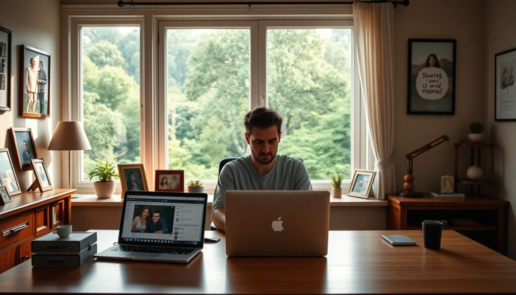 A serene home office setting, with a warm, inviting atmosphere. In the foreground, a desk with a laptop, tablet, and parental control software prominently displayed. Behind the desk, a large window overlooks a lush, verdant landscape, bathed in soft, diffused natural light. On the walls, family photos and inspirational artwork create a sense of comfort and security. In the middle ground, a parent sits at the desk, engrossed in the parental control interface, ensuring a safe and enriching Roblox experience for their children. The overall mood is one of thoughtful care and diligent attention to online safety. A serene home office setting, with a warm, inviting atmosphere. In the foreground, a desk with a laptop, tablet, and parental control software prominently displayed. Behind the desk, a large window overlooks a lush, verdant landscape, bathed in soft, diffused natural light. On the walls, family photos and inspirational artwork create a sense of comfort and security. In the middle ground, a parent sits at the desk, engrossed in the parental control interface, ensuring a safe and enriching Roblox experience for their children. The overall mood is one of thoughtful care and diligent attention to online safety.